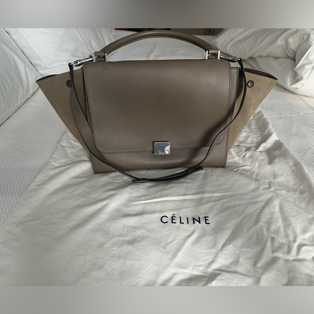 Mint condition Celine Trapeze grey leather/suede bag